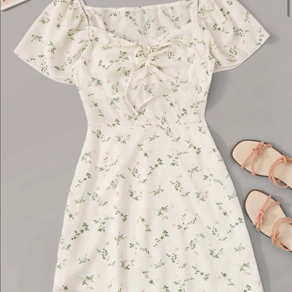 White floral spring dress